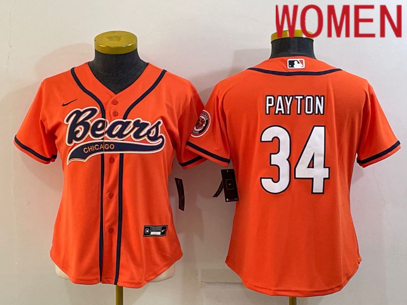 Women Chicago Bears #34 Payton Orange 2022 Nike Co branded NFL Jerseys
